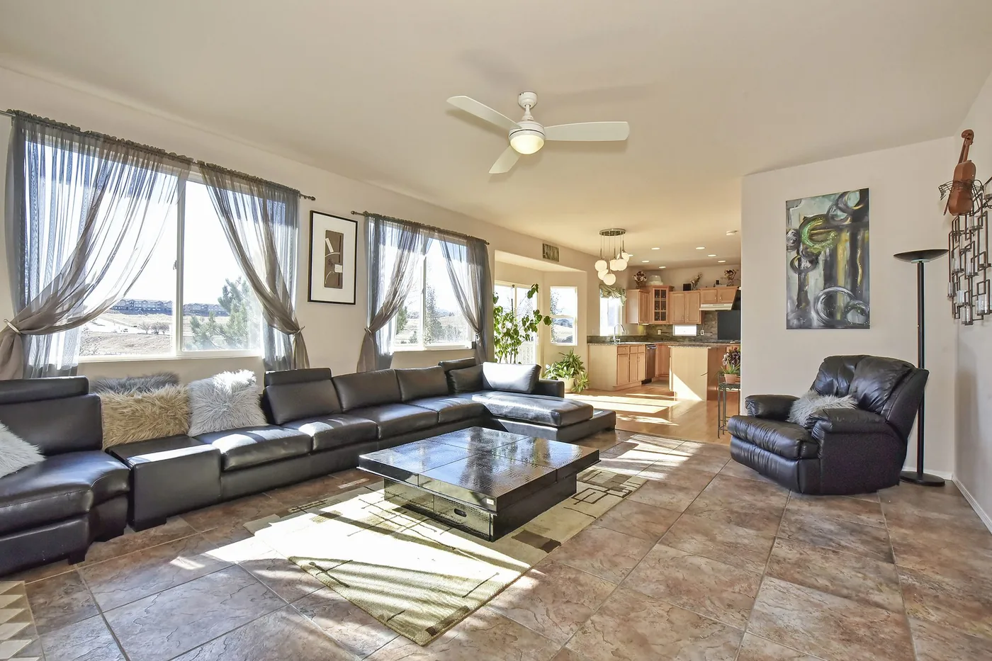 Bright open living room of a listed home